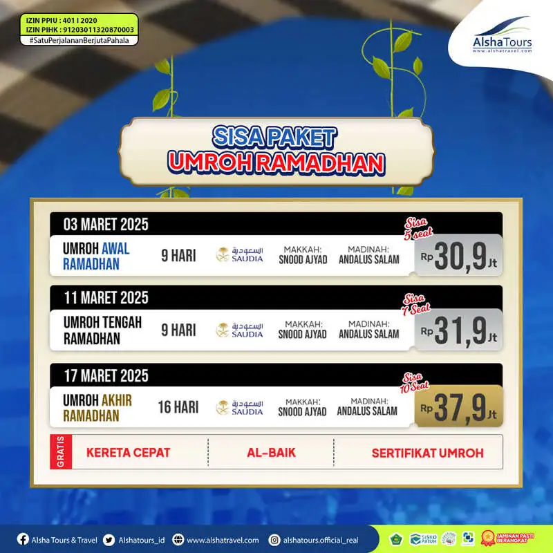 jadwal, seat dan paket umroh ramadhan