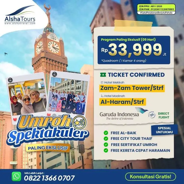 Biaya Umroh untuk 1 Orang Bersama Alsha Tour