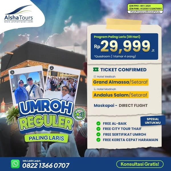 Paket Umroh Reguler Bintang 3 Bulan Desember 2025