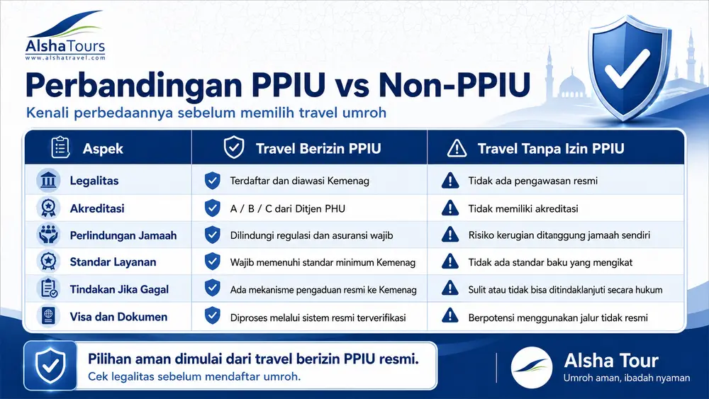 Perbandingan antara travel umroh resmi PPIU dengan non-PPIU