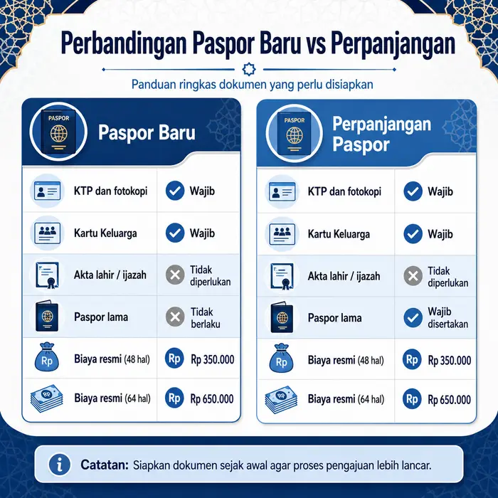 Perbandingan paspor baru vs perpanjangan