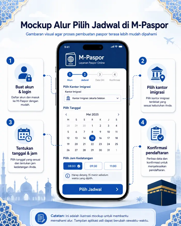 Pilih jadwal di M-Paspor