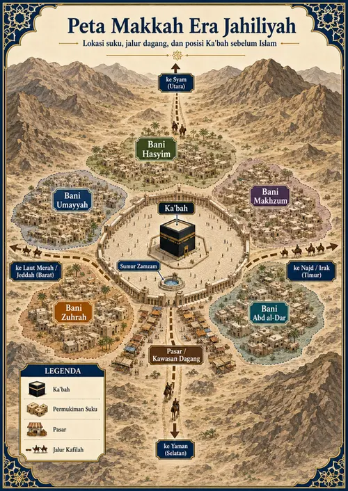 peta makkah era jahiliyah suku quraisy jalur dagang