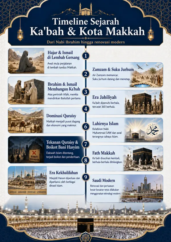 infografis timeline sejarah pembangunan kakbah